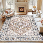 Lofus 8x10 Area Rugs for Living Room Bedroom, Soft Boho Carpet Floral Brown by Lofus