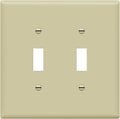 ENERLITES Toggle Light Switch Wall Plate, Gloss Finish, Midway Size 2-Gang 4.88" x 4.92", Unbreakable Polycarbonate Thermoplastic, UL Listed, 8812M-I, Ivory