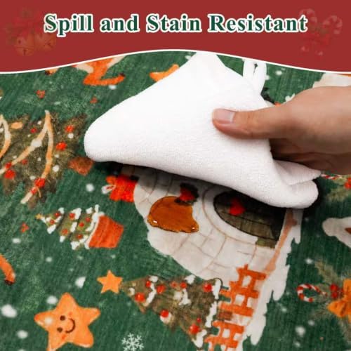 2x5 Christmas Runner Rug for Hallway - Washable Thin Kitchen Rug Runner Non Slip Low Pile Water Resistant Floor Mat for Entryway Laundry Bathroom Soft Bedroom Carpet （2x5,Green） - Image 7
