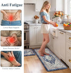 Collive Boho Kitchen Rugs Sets of 2 Non Slip Padded Mats, 20"x47"+20"x32" - Image 4
