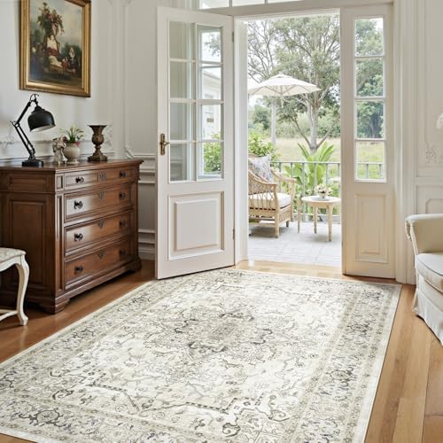Lofus 6x9 Beige Area Rugs for Bedroom Living Room, Vintage Boho Carpet - Image 2