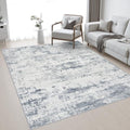 Area Rug Living Room: 4x6 Modern Washable Soft Carpet Blue Grey by FXRHLP