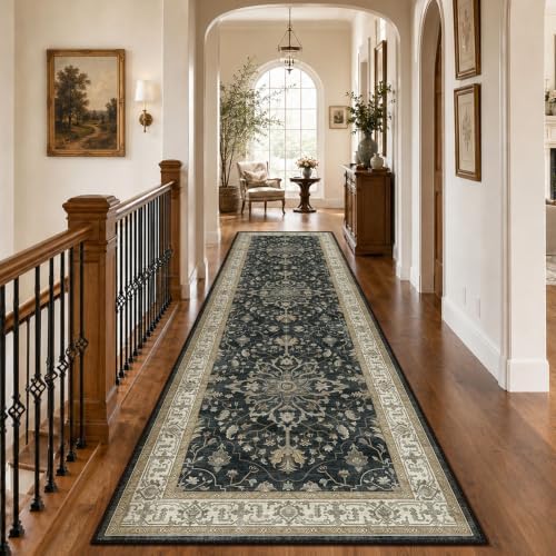 RELEANY Washable Area Rug, Runner 3'x10', Black/Vintage/Beige - Image 2
