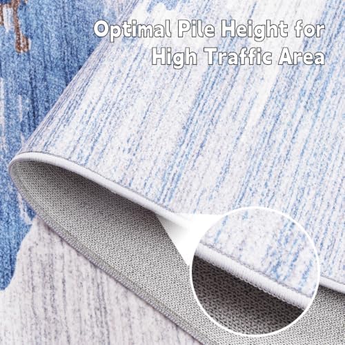 Ompaa Living Room Rug 5x7 Dark Blue Area Rug Machine Washable Boho Rug Non Slip Abstract Vintage Indoor Large Rugs for Bedroom, Classroom, College Dorm, Farmhouse, Dining Room, Kids Playroom - Image 6