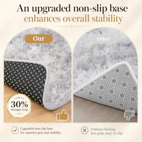 PLHXFR 4x6 Area Rugs Living Room: Fluffy Bedroom Shag Rug Light Grey - Image 6