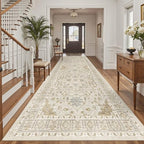 Madane 4x10 Wide Hallway Runner Rug Washable for Living Room, Beige/Blue - Image 2