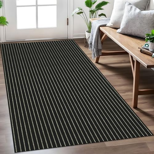 EARTHALL Washable Entryway Rug, Non Slip Area Rug, 3x5 Ft, Black/Cream by Unknown