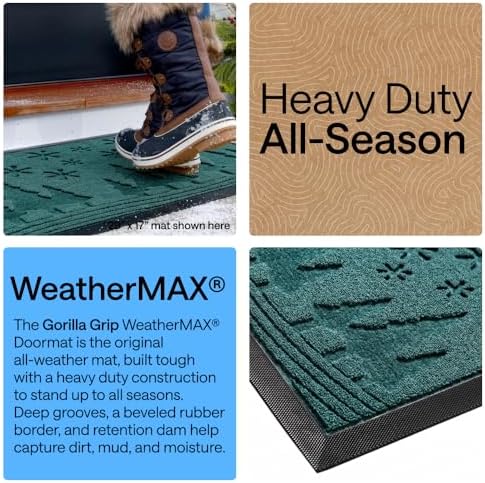 GORILLA GRIP WeatherMAX Door Mat, Indoor Outdoor, 35x23, Green Snowscape - Image 3