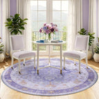 RELEANY Washable Area Rug, Round 5ft, Purple - Image 3