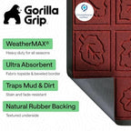 GORILLA GRIP WeatherMAX Door Mat, Indoor Outdoor, 29x17, Burgundy Leaves - Image 2