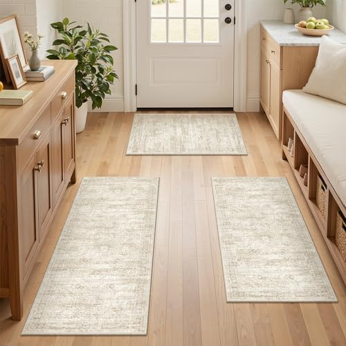 Kitchen Rugs Sets of 3, 2x3 2x4 2x5 Rug Runner,Beige - Image 4