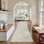 Madane Washable Runner Rugs 2x10 Long for Hallway Kitchen, Beige/Brown by Madane