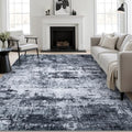 8x10 Area Rug Living Room: Modern Washable Indoor Carpet Black by FXRHLP