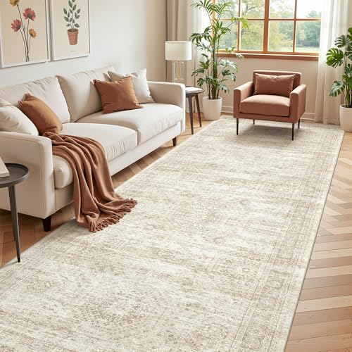 4x12 Runner Rug Non Slip,Washable Hallway Runner Rug,Beige - Image 3