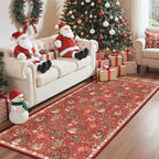 Madane Christmas Washable Kitchen Runner Rug 3x6, Red Runners for Hallways by Madane