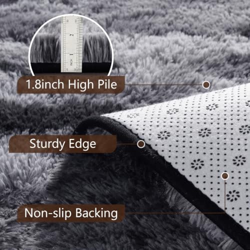 Noahas 2x10 Black Fluffy Soft Runner Rug Non-Slip for Bedroom Dorm Hallway - Image 6
