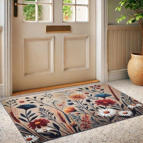 Outdoor Rug Door Mat, Welcome Mat, Non-Slip, 19'x31' (15.FlowerPattern) - Image 5