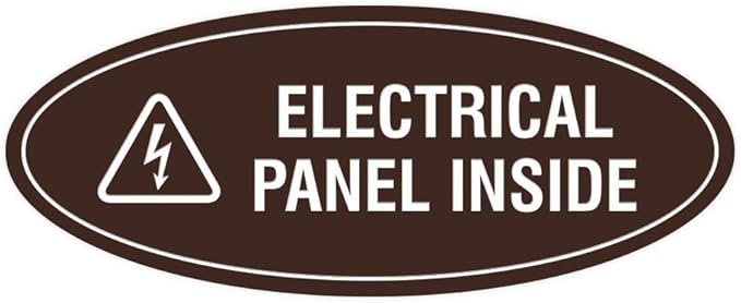 Signs ByLITA Oval Electrical Panel Inside Sign (Dark Brown) - Small 2 Pack