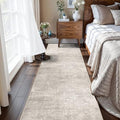 Hallway 2x8 Washable Runner Rug: Abstract Stain Resistant Entryway Kitchen Area Rugs Farmhouse Soft Bathroom Bedroom Print Floor Mat Thin Non-Slip Indoor Carpet for Living Room Laudry(2x8,Beige/Cream) by HYHAOYUNLAI