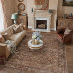 HUGEAR 8x10 Brick Red Vintage Floral Washable Area Rug for Living Room - Image 3