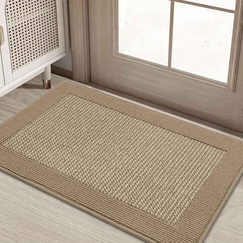 BEQHAUSE Indoor Door Mat 20" x 32", Dirt Trapper Door Mats, Beige by BEQHAUSE