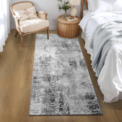 Ompaa 2x6 Rug Runners for Hallways Kitchen Runner Rug Non Slip Washable Grey Long Runner Rugs with Rubber Backing Soft Abstract Carpet Runner for Hallways, Kitchen, Bedroom, Bathroom, Entryway - Image 5
