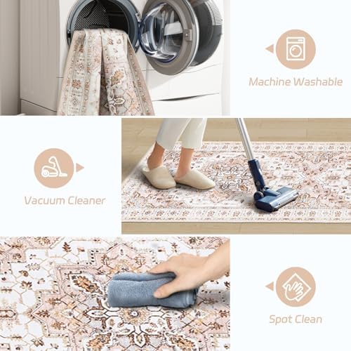 Madane Kitchen Runner 2'6''x8' Soft Rug Runners for Hallways, Pink - Image 4
