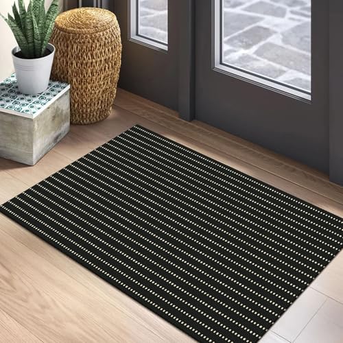 EARTHALL Washable Entryway Rug, Non Slip Doormat, 2x3 Ft, Black/Cream by Unknown