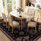 Vacuum-Friendly, 9x12 Washable Area Rug, Black Purple Beige - Image 2