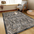 Washable Area Rug 9' x 12' Vintage Traditional Persian Mat - Foldable Distressed Non-Slip Machine Washable Carpet for Living Room Bedroom Kitchen Home Decor - Ebony and Taupe - Image 4