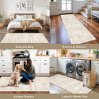 4 Piece Washable Kitchen Rug Set, Non Slip Kitchen Mats for Floor Stain Resistant Waterproof Kitchen Sink Rug Set for Kitchen, Floor, Office(Cream Beige, 2x3+2x4+2x5+2x6) - Image 3