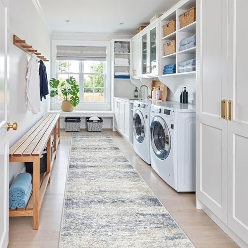 2x12 Runner Rug Non Slip,Washable Hallway Runner Rug,Blue - Image 3