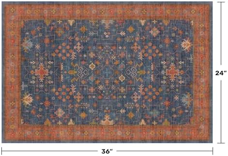 Hazo Haus Washable 2x3 Entry Rug Front Door Indoor, Farmhouse Small Area Rugs for Kitchen, Bathroom, Entrance, Non Slip Rubber Backed, Perfect for Boho Décor (2x3 Navy Blue) - Image 2