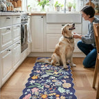 2x5 Washable Hallway Runner Rug: Stain Resistant Floral Scalloped Kitchen Rug Farmhouse Soft Carpet for Bathroom Bedroom Laudry Entryway Floor Mat with Non Slip Backing Cute Home Decor(2x5,Purple) - Image 5