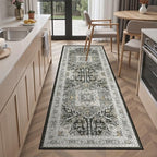 Madane Washable Runner Rug 2x6 Runners for Hallways, Grey Green/Black Olive - Image 2
