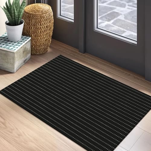 EARTHALL Washable Entryway Rug, Non Slip Indoor Doormat, 2x3 Ft, Black/Grey by Unknown