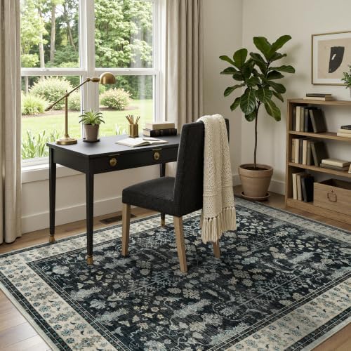 5x7 Area Rug for Living Room, Non-Slip Washable Large Carpet, Black Brown - Image 6