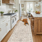 3x12 ft Long Kitchen Runner Rug - Non-Slip Washable Hallway Rug with Rubber Backing,Boho Floral Soft Low Pile Floor Carpet Runner for Entryway,Bedroom,Living Room（Beige,3x12） - Image 3