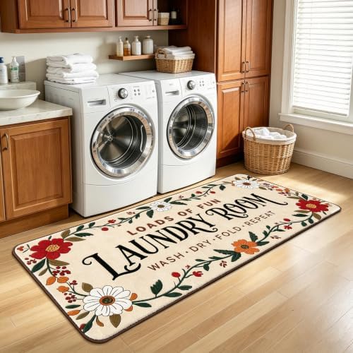 Soft Laundry Room Rug Runner, 20"x60", Washable, Non-Slip Thick Mat by LYGLIGH