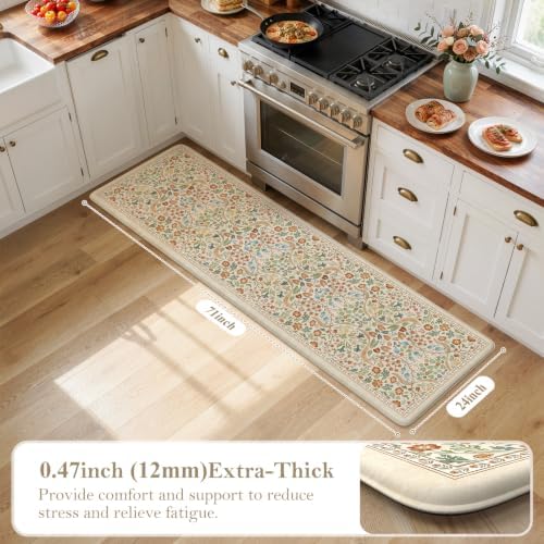 Collive Kitchen Mats for Floor Beige Kitchen Rugs Non Slip, 24''x71'' - Image 2