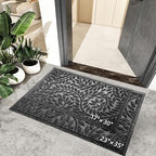 Bulijojo Front Door Mat Entrance,Durable Heavy Duty Welcome Mat,Thick Absorbent Natural Rubber Non Slip Mat,Sturdy Entryway Black 23"x35" - Image 2