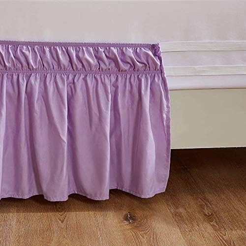 MEILA Wrap Around Bed Skirt for Queen & King Beds, 16" Drop, Light Purple - Image 3