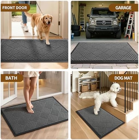 Front Door Mat, Heavy Duty Non-Slip Doormat 47.5"x35.5", Grey - Image 4
