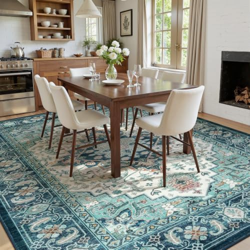 Lofus 6x9 Area Rugs for Living Room Bedroom, Boho Carpet Floral Green Beige - Image 3