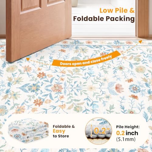 SameBed 3x5 Area Rug Living Room, Vintage Washable Carpet White - Image 7