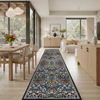 PLHXFR 2.6x14 Washable Runner Rug：Floral Indoor Kitchen Carpet Dark Black - Image 4