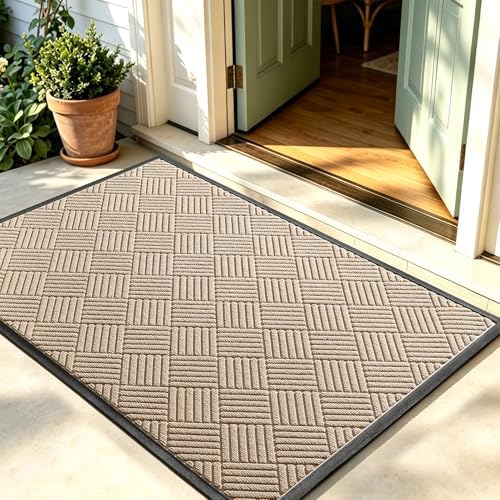 Front Door Mat, Heavy Duty Non-Slip Doormat 61.5"x36", Beige by WELDUN%E2%80%94IdealChoiceforHome