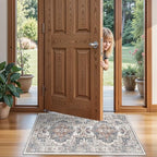 2x4 Washable Kitchen Runner Rug: Vintage Non-Slip Low Pile Entryway Area Rugs Thin Light Weight Carpet for Nursery Bedroom Soft Water Resisitant Floor Mat for Bathroom Laudry Room(2x4,Brick) - Image 2