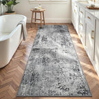2x8 Grey Rug Runners for Hallways Kitchen Runner Rug Non Slip Washable Black Long Runner Rugs with Rubber Backing Soft Abstract Carpet Runner for Bedroom, Kitchen, Bathroom, Entryway - Image 5