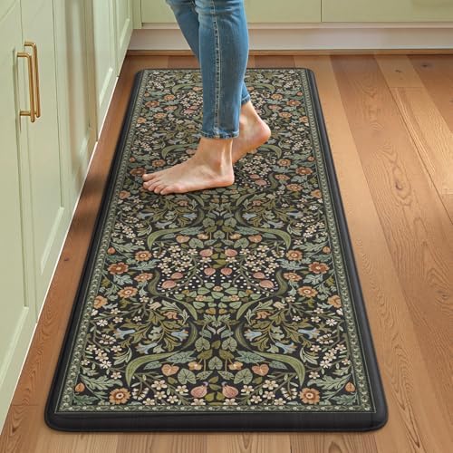 Collive Kitchen Mats Cushioned Anti Fatigue, Black Kitchen Rug Sets by Collive